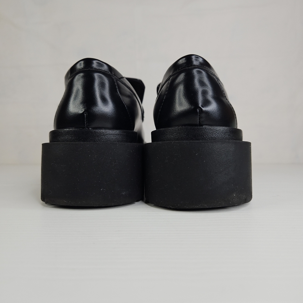 H&M Chunky Loafer Women Platform Loafer Luxury Patent Leather Casual Black Sz 38 - Picture 9 of 16